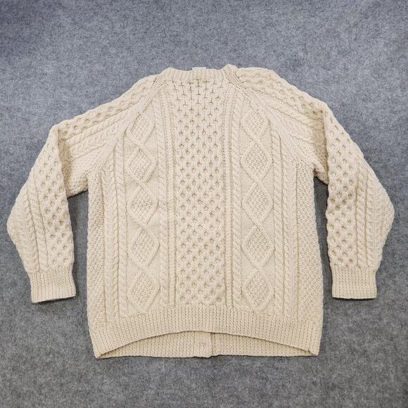 John Molloy Sweater Mens Large? XL? Wool Aran Cable Knit Fisherman Cardigan - Picture 10 of 12